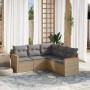 Juego de sofás jardín con cojines beige mezcla 5 pzas ratán PE de , Conjuntos de jardín - Ref: Foro24-3225961, Precio: 329,12...