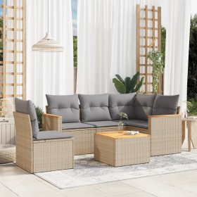 Juego de sofás jardín con cojines beige mezcla 6 pzas ratán PE de , Conjuntos de jardín - Ref: Foro24-3225982, Precio: 368,69...