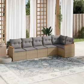 Juego de sofás jardín con cojines beige mezcla 6 pzas ratán PE de , Conjuntos de jardín - Ref: Foro24-3225989, Precio: 379,43...