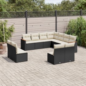 Set de sofás de jardín 11 pzas y cojines ratán sintético negro de , Conjuntos de jardín - Ref: Foro24-3226084, Precio: 578,78...