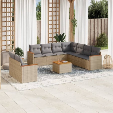 Juego de sofás jardín con cojines beige 10 pzas ratán sintético de , Conjuntos de jardín - Ref: Foro24-3226108, Precio: 594,3...