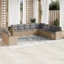 Juego de sofás jardín con cojines beige mezcla 11 pzas ratán PE de , Conjuntos de jardín - Ref: Foro24-3226129, Precio: 678,5...