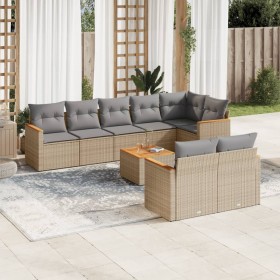 Juego de sofás jardín con cojines beige mezcla 9 pzas ratán PE de , Conjuntos de jardín - Ref: Foro24-3226157, Precio: 563,81...