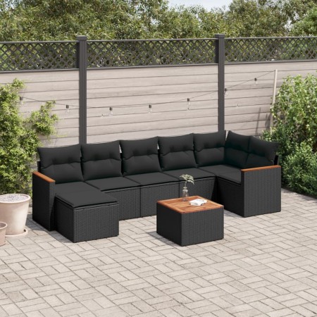 Set de sofás de jardín 8 piezas y cojines ratán sintético negro de , Conjuntos de jardín - Ref: Foro24-3226195, Precio: 476,9...