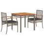 Set comedor de jardín 3 piezas con cojines ratán sintético gris en Conjuntos de jardín | Comprar online en Foru.es