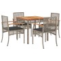 Set comedor de jardín 5 piezas con cojines ratán sintético gris en Conjuntos de jardín | Comprar online en Foru.es