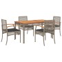 Set comedor de jardín 5 piezas con cojines ratán sintético gris en Conjuntos de jardín | Comprar online en Foru.es