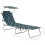 Tumbona plegable con toldo de acero estampado de hojas de , Tumbonas - Ref: Foro24-310328, Precio: 60,69 €, Descuento: %