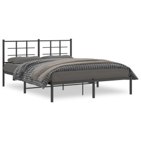 Estructura de cama con cabecero metal negro 150x200 cm de , Camas y somieres - Ref: Foro24-355563, Precio: 103,94 €, Descuent...