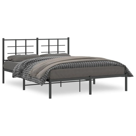 Estructura de cama con cabecero metal negro 150x200 cm de , Camas y somieres - Ref: Foro24-355563, Precio: 103,94 €, Descuent...