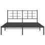 Estructura de cama con cabecero metal negro 150x200 cm de , Camas y somieres - Ref: Foro24-355563, Precio: 103,94 €, Descuent...
