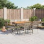 Set comedor jardín 7 pzas y cojines ratán sintético gris en Conjuntos de jardín | Comprar online en Foru.es