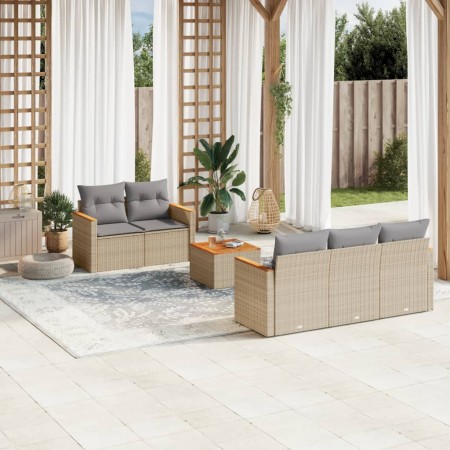 Juego de sofás jardín con cojines beige mezcla 6 pzas ratán PE de , Conjuntos de jardín - Ref: Foro24-3225786, Precio: 374,45...