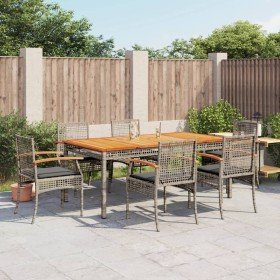 Set comedor jardín 7 pzas y cojines ratán sintético gris en Conjuntos de jardín | Comprar online en Foru.es
