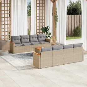 Juego de sofás jardín con cojines beige mezcla 9 pzas ratán PE de , Conjuntos de jardín - Ref: Foro24-3225821, Precio: 522,62...