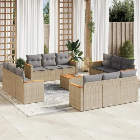 Juego de sofás jardín con cojines beige mezcla 13 pzas ratán PE de , Conjuntos de jardín - Ref: Foro24-3225842, Precio: 873,5...