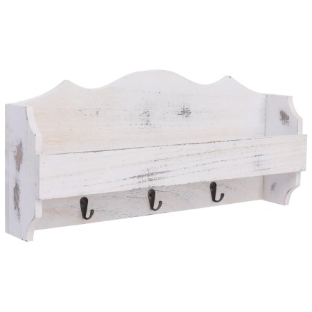 Perchero de pared de madera blanco 50x10x23 cm de vidaXL, Percheros para sombreros y abrigos - Ref: Foro24-284231, Precio: 40...