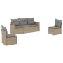 Juego de sofás jardín con cojines beige mezcla 5 pzas ratán PE de , Conjuntos de jardín - Ref: Foro24-3225849, Precio: 304,57...