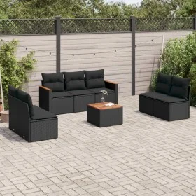 Set de sofás de jardín 8 piezas y cojines ratán sintético negro de , Conjuntos de jardín - Ref: Foro24-3225880, Precio: 461,3...