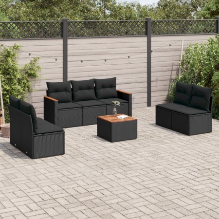 Set de sofás de jardín 8 piezas y cojines ratán sintético negro de , Conjuntos de jardín - Ref: Foro24-3225880, Precio: 460,7...