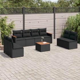 Set de sofás de jardín 8 piezas y cojines ratán sintético negro de , Conjuntos de jardín - Ref: Foro24-3225894, Precio: 518,9...