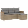 Juego de sofás jardín con cojines beige mezcla 4 pzas ratán PE de , Conjuntos de jardín - Ref: Foro24-3225905, Precio: 234,58...