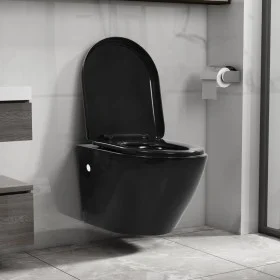 Inodoro de pared sin bordes de cerámica negro de vidaXL, Baños - Ref: Foro24-145238, Precio: 230,15 €, Descuento: %