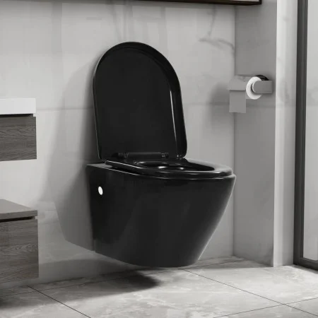 Spülrandloses Wand-WC aus schwarzer Keramik von vidaXL, Badezimmer - Ref: Foro24-145238, Preis: 230,15 €, Rabatt: %