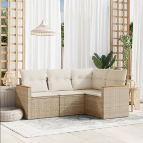 Juego de sofás jardín con cojines 4 pzas ratán sintético beige de , Conjuntos de jardín - Ref: Foro24-3225932, Precio: 279,89...