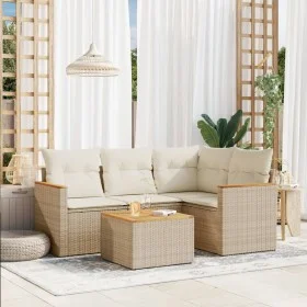 Juego de sofás jardín con cojines 5 pzas ratán sintético beige de , Conjuntos de jardín - Ref: Foro24-3225939, Precio: 359,39...
