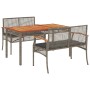 Set comedor de jardín 3 piezas con cojines ratán sintético gris en Conjuntos de jardín | Comprar online en Foru.es