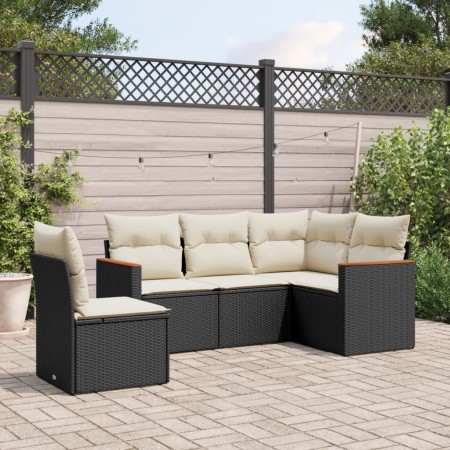 Set de muebles de jardín 5 pzas y cojines ratán sintético negro de , Conjuntos de jardín - Ref: Foro24-3225972, Precio: 303,7...