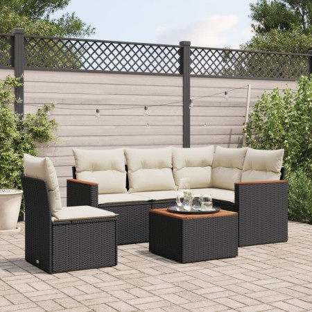 Set de sofás de jardín 6 piezas y cojines ratán sintético negro de , Conjuntos de jardín - Ref: Foro24-3225979, Precio: 342,6...