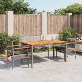 Juego de comedor de jardín 4 piezas con cojines ratán PE gris en Conjuntos de jardín | Comprar online en Foru.es