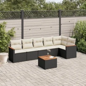 Set de comedor de jardín 7 pzas y cojines ratán sintético negro de , Conjuntos de jardín - Ref: Foro24-3225993, Precio: 402,7...