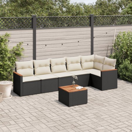 Set de comedor de jardín 7 pzas y cojines ratán sintético negro de , Conjuntos de jardín - Ref: Foro24-3225993, Precio: 375,1...