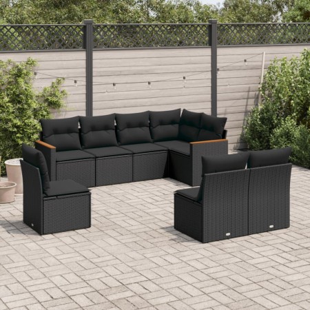 Set de sofás de jardín 8 piezas y cojines ratán sintético negro de , Conjuntos de jardín - Ref: Foro24-3226041, Precio: 494,2...