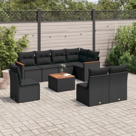 Set de sofás de jardín 8 piezas y cojines ratán sintético negro de , Conjuntos de jardín - Ref: Foro24-3226048, Precio: 535,7...