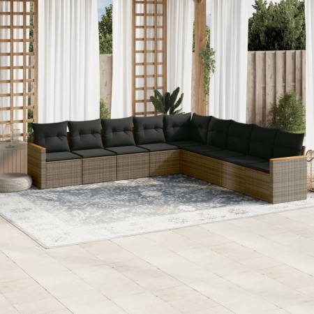 Set de muebles de jardín 9 pzas y cojines ratán sintético gris de , Conjuntos de jardín - Ref: Foro24-3226060, Precio: 509,81...