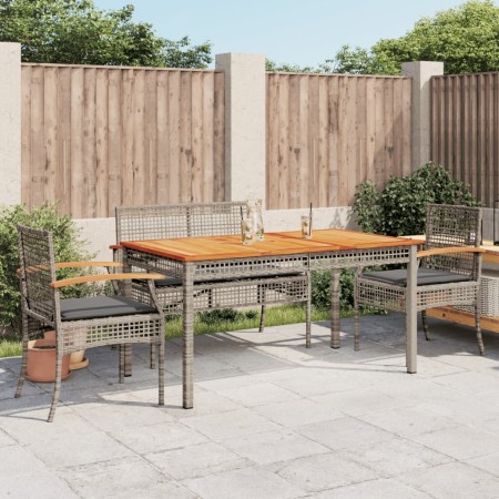 Set comedor de jardín 5 piezas con cojines ratán sintético gris en Conjuntos de jardín | Comprar online en Foru.es