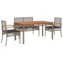 Set comedor de jardín 5 piezas con cojines ratán sintético gris en Conjuntos de jardín | Comprar online en Foru.es
