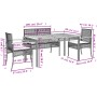 Set comedor de jardín 5 piezas con cojines ratán sintético gris en Conjuntos de jardín | Comprar online en Foru.es
