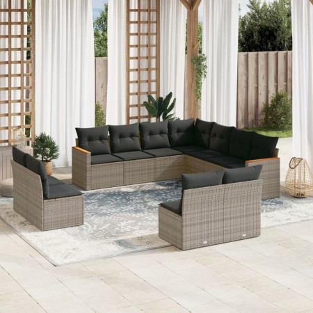 Set de sofás de jardín 11 pzas y cojines ratán sintético gris de , Conjuntos de jardín - Ref: Foro24-3226088, Precio: 624,01 ...