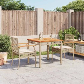 Set comedor de jardín 3 pzas con cojines ratán sintético beige en Conjuntos de jardín | Comprar online en Foru.es