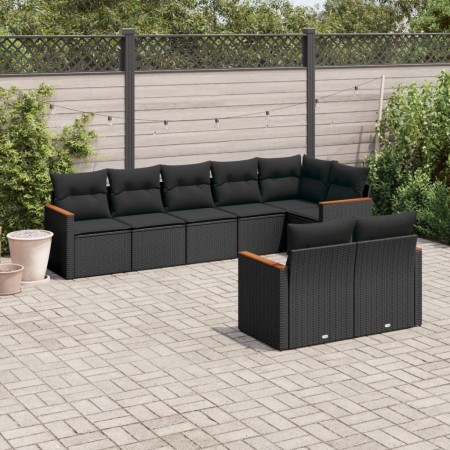 Set de sofás de jardín 8 piezas y cojines ratán sintético negro de , Conjuntos de jardín - Ref: Foro24-3226146, Precio: 543,6...