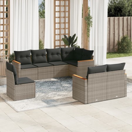Set de sofás de jardín 8 pzas y cojines ratán sintético gris de , Conjuntos de jardín - Ref: Foro24-3226165, Precio: 476,05 €...
