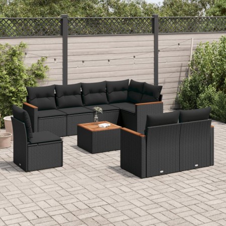 Set de sofás de jardín 8 piezas y cojines ratán sintético negro de , Conjuntos de jardín - Ref: Foro24-3226167, Precio: 577,0...