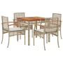 Set comedor de jardín 5 pzas con cojines ratán sintético beige en Conjuntos de jardín | Comprar online en Foru.es