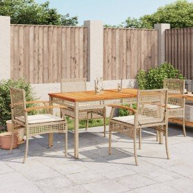Set comedor de jardín 5 pzas con cojines ratán sintético beige en Conjuntos de jardín | Comprar online en Foru.es
