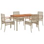 Set comedor de jardín 5 pzas con cojines ratán sintético beige en Conjuntos de jardín | Comprar online en Foru.es